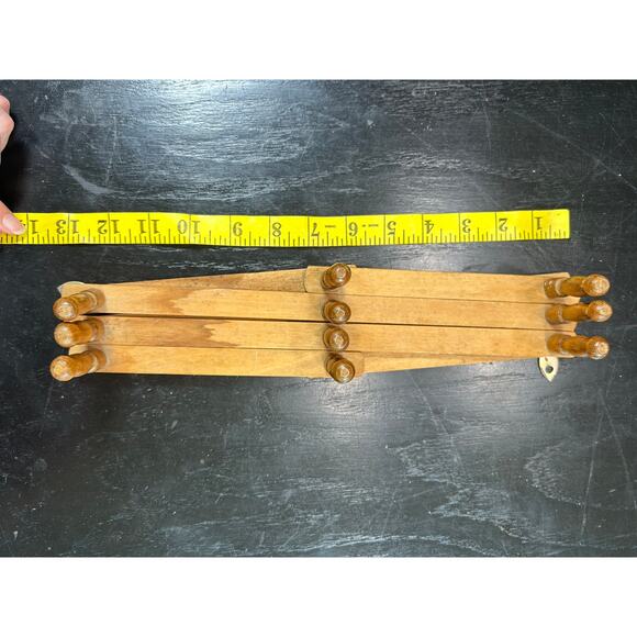 Accordion Style- Vintage Wooden 10 peg Rack- Hold small items- some wear - Picture 3 of 5
